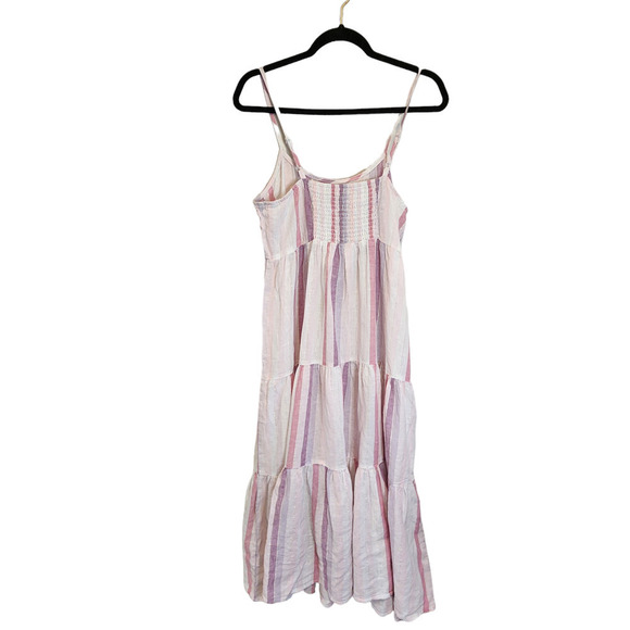 Nwt Beach Lunch Lounge Viola Stripe Adjustable Cami Tiered Smock Lana Dress L - Picture 2 of 7